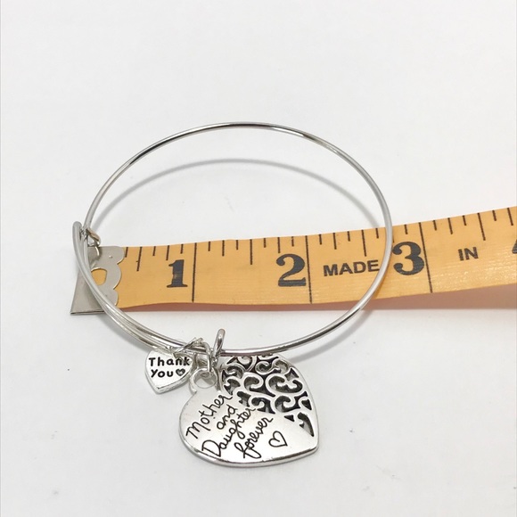 Mother Daughter Carved Heart Adjustable Bracelet - Picture 8 of 8